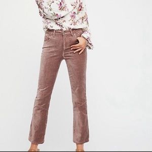 Free People cropped taupe velvet pants